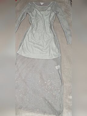 House Of Harlow Mesh dress with sparkling stones